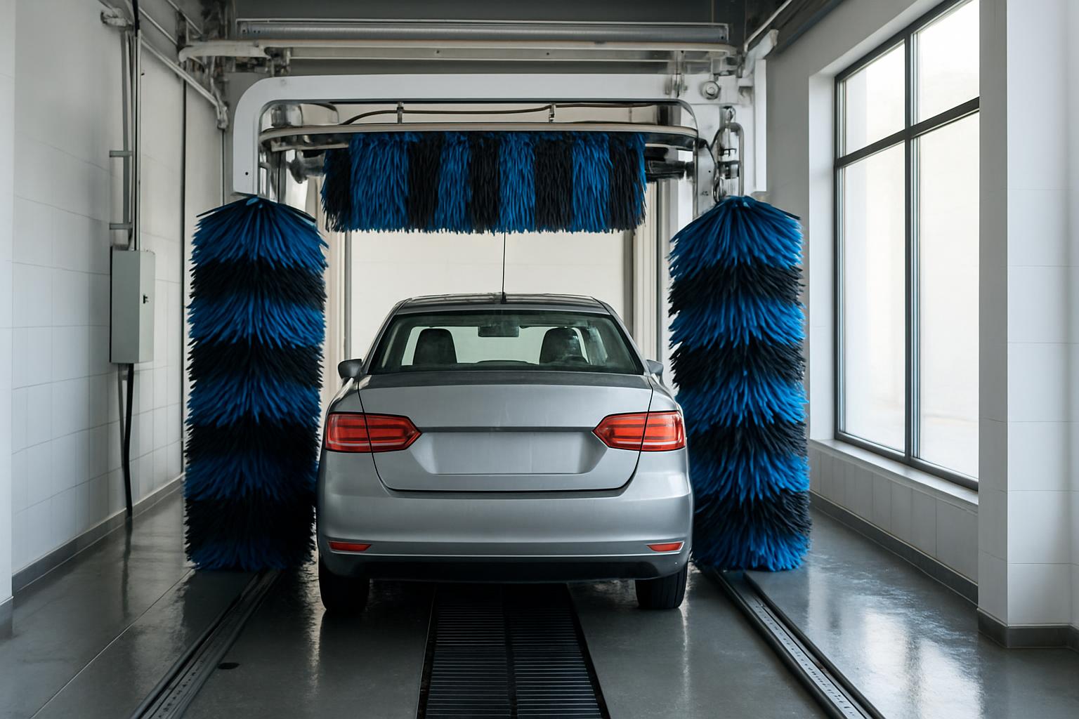 Hand drying a freshly washed car
